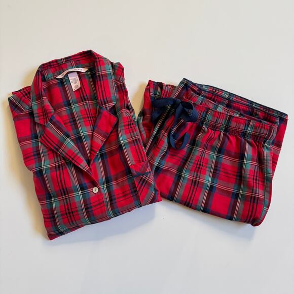 Victoria’s Secret Tartan Plaid Red Flanne Long Pants Pajama Set PJs PJ Sz Large - Picture 3 of 16